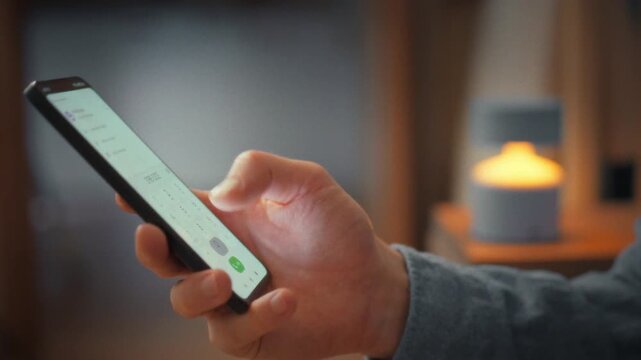 Man's fingers move swiftly across smartphone's touch keyboard, dialing an unfamiliar number. With final press, the call connects, exemplifying modern mobile communication technologies in everyday use