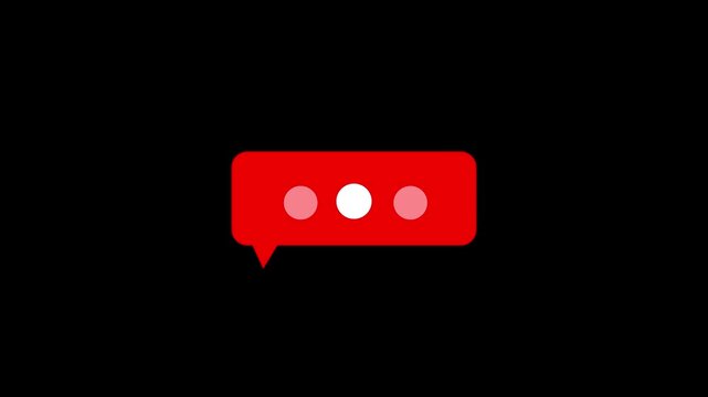 Online Chat Notification Loop on black background.4k video