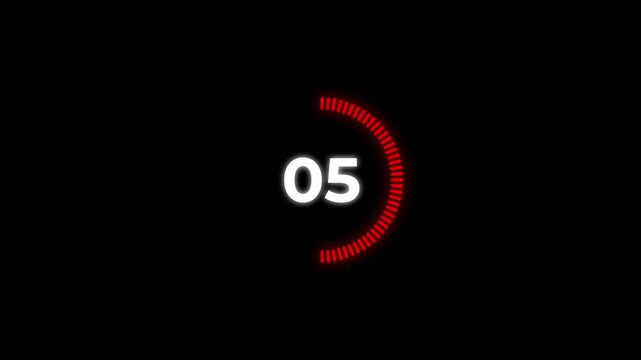 Circular Time Indicator Animation on black background.4k video