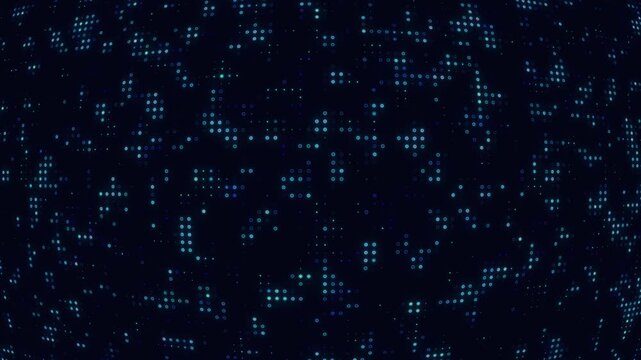 Tech Particle Animation on dark background.4k video