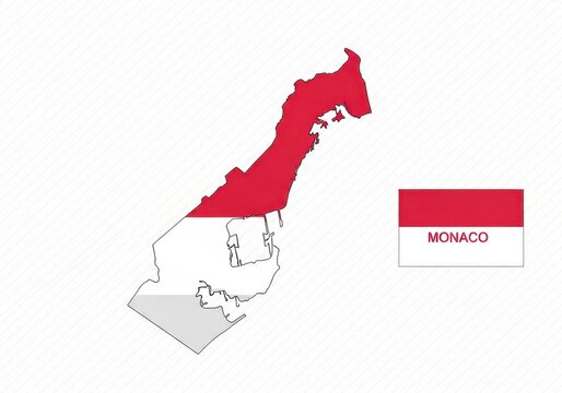 Map of monaco with national flag colors isolated on white background