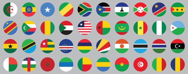 Flags of Africa, waving in the wind - Vector world flags collection. Complete and highly detailed collection of all official national flags of the African continent. Collection of African Continent  © NOVA STOCK