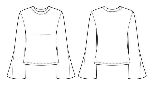 Women flared sleeve top technical fashion Illustration