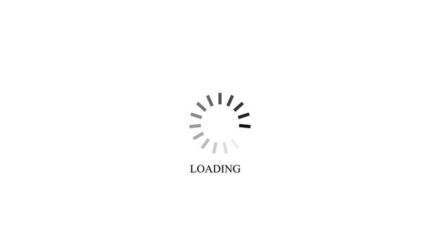 Modern loading progress animation with spinning circle buffer icon on white background for web development and application startup