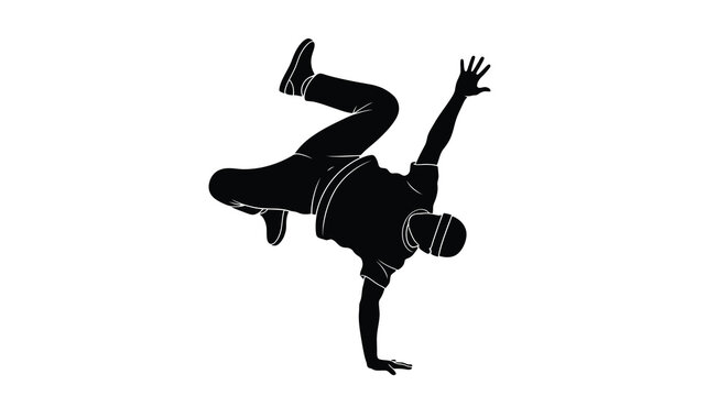 breakdancer silhouette on transparent background high quality professional