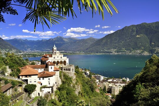 Pilgrimage church of Madonna del Sasso at Lago Maggiore, Lake Maggiore, Locarno, Ticino, Switzerland