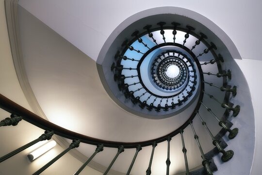 Old staircase with beautiful spiral staircase, Zurich, Switzerland