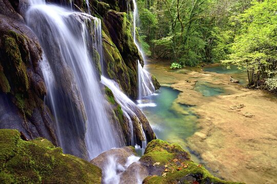 Waterfall, Cascade of Tufs in Les Planches pres pr&egrave;s Arbois, Arbois, Franche-Comt&eacute;, France