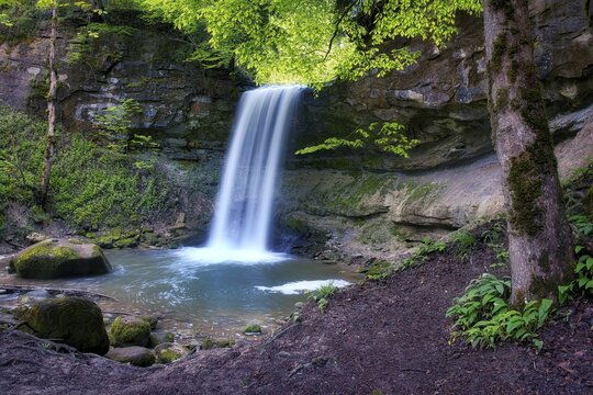 Waterfall in the Aabachtobel, Horgen, Canton Zurich, Switzerland