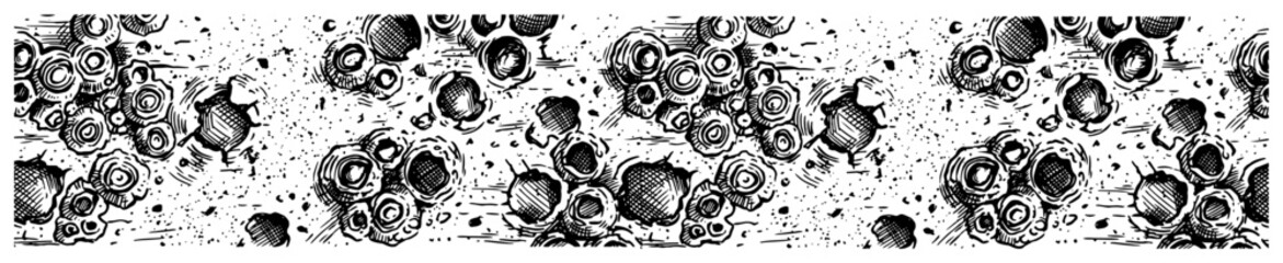 Moon craters and rocky surface texture in vintage engraving style © OnlyVector