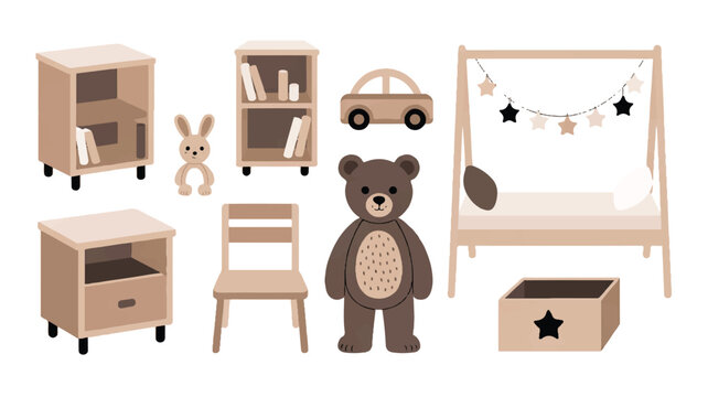 cartoon nursery room furniture and toys for kids  bed chair box 