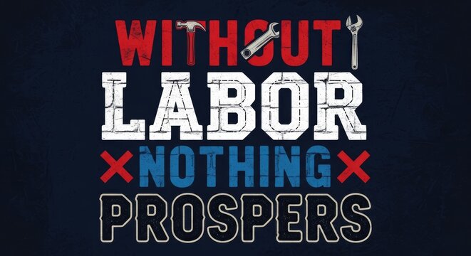 Labor day typography 'without labor nothing prospers' patriotic design