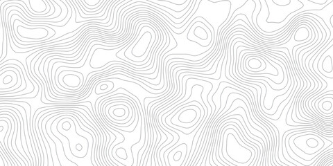 Abstract black and white topographic contour pattern featuring flowing terrain curves and wavy lines that resemble wood grain or fingerprint textures in a clean modern map style design. © Hasan