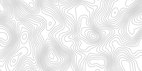 Abstract black and white topographic contour pattern featuring flowing terrain curves and wavy lines that resemble wood grain or fingerprint textures in a clean modern map style design. © Hasan