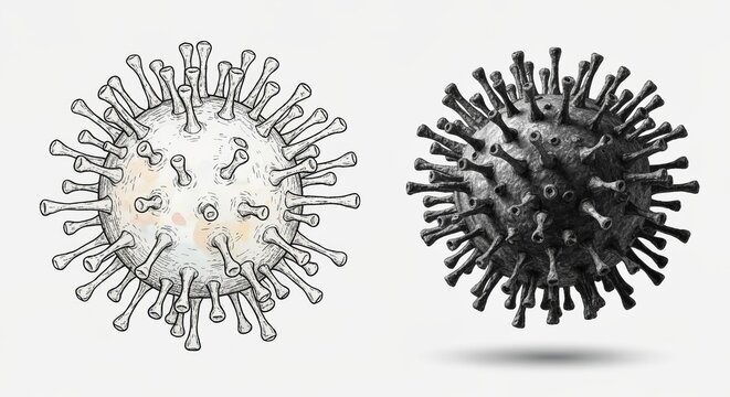 Detailed hand drawn 3d illustration of the hantavirus virus structure and features