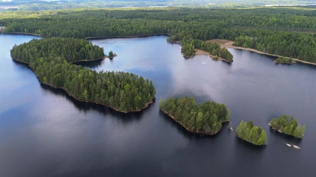 Aerial View of Lake Matildanj&auml;rvi in Teijo National Park - Pristine Forest and Lake Landscape, Finland