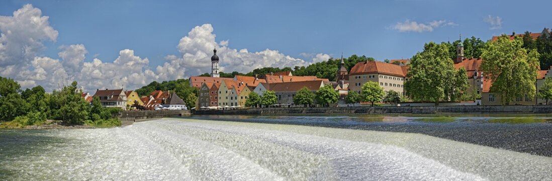 Old town of Landsberg am Lech with Lechwehr, Landsberg am Lech, Bavaria, Germany