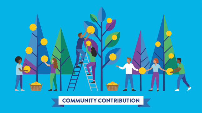 Diverse community coming together to contribute.