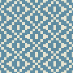 Naklejka premium Modern Woven Jacquard Geometric Seamless Pattern in Blue for Backdrop, Background, Surface Patterns.