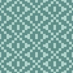 Fototapeta premium Modern Woven Jacquard Geometric Seamless Pattern in Teal for Backdrop, Background, Surface Patterns.