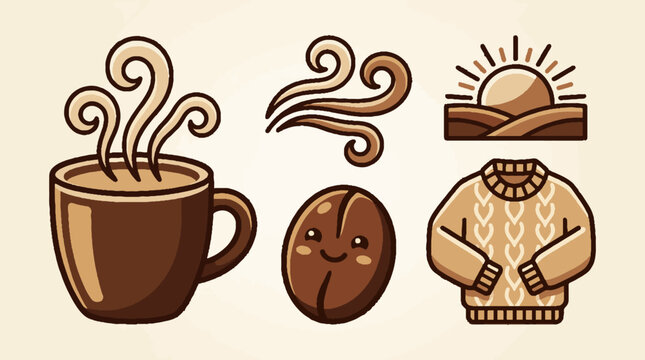 Brown coffee cup with steam rising.