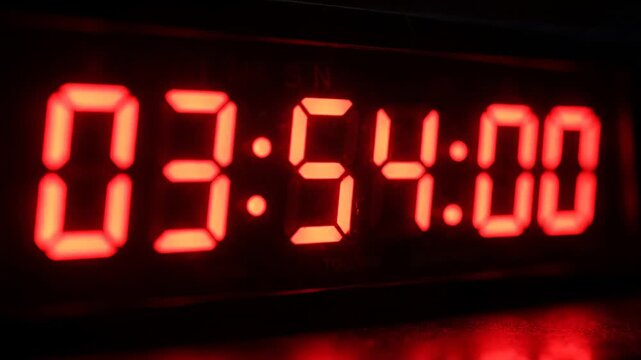 Digital Clock Displaying Time Progression Close Up.