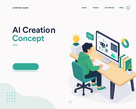 AI Content Creation Workspace Illustration

