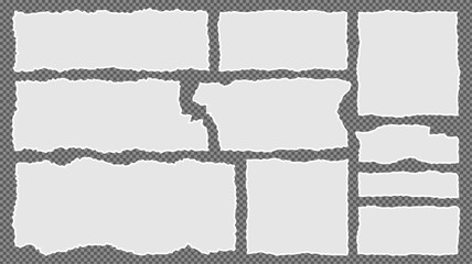 Fototapeta premium Rough Torn Paper Set Vector, Ripped Edge shapes collection