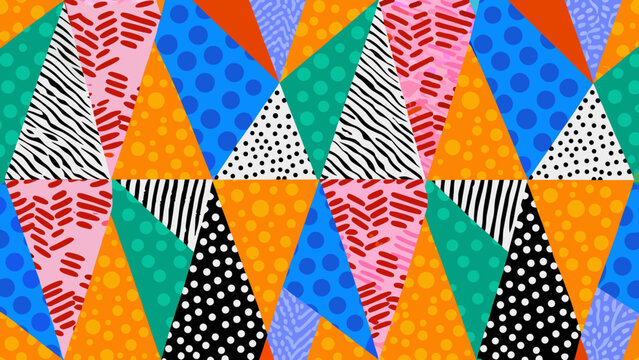 colorful triangle patchwork pattern with varied textures