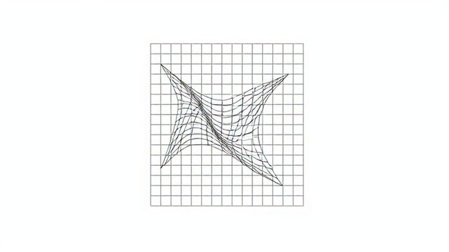 Line art butterfly illustration on graph paper background