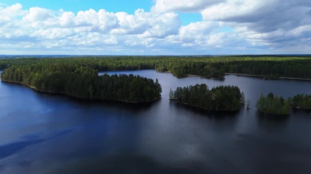 Aerial View of Lake Matildanj&auml;rvi in Teijo National Park - Pristine Forest and Lake Landscape, Finland
