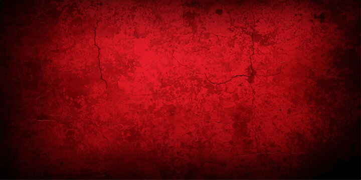 A vintage textured backdrop featuring a dark grunge red wall pattern with aged rusty metal stripes and dirty paper paint surface design.