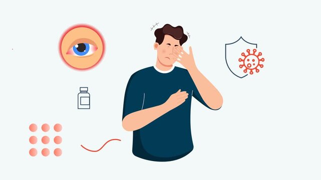 Conjunctivitis - Pink eye and Eye Pain - Stock Animated  Illustration  as MP4 File