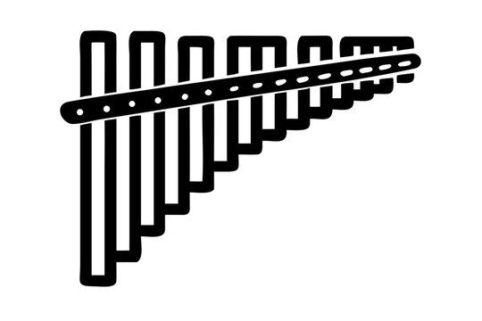 pan flute instrument silhouette illustration for traditional folk music performance and acoustic design