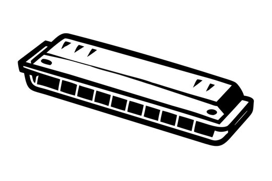 harmonica instrument silhouette illustration for blues folk music performance and acoustic design