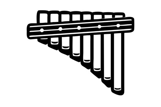 pan flute instrument silhouette illustration for traditional folk music performance and acoustic design