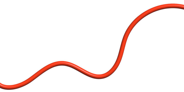 Abstract 3D Wavy Line Design with Vibrant Glossy Red Finish Isolated on White Background for Modern Graphic Backgrounds