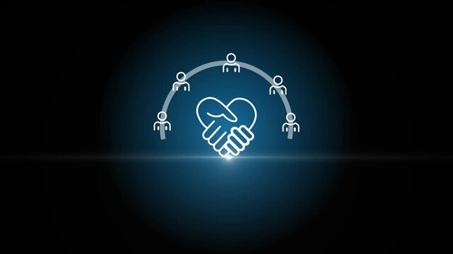 Empathy in light effect and love leadership concept. Holding a glowing icon of trust, representing empathy, emotional intelligence and trust in workplace leadership and team collaboration. 4k video