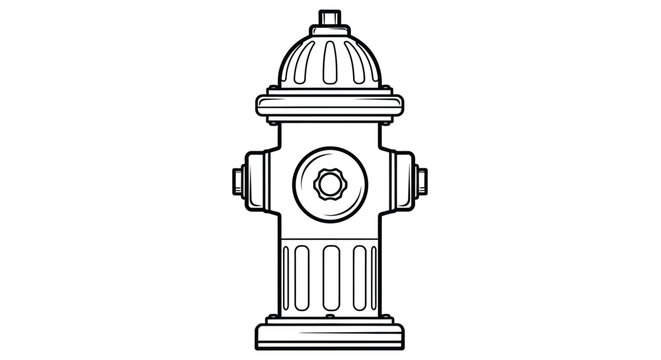 Black and white line drawing of a standard municipal fire hydrant