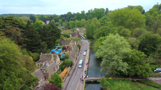 Bibury Stream and Cottages Cotswolds England 4K