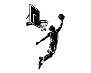 Basketball Slam Dunk Player Silhouette Vector © mdshamimhossaingd