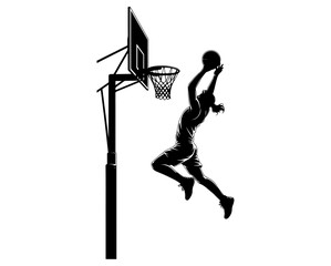 Basketball Slam Dunk Player Silhouette Vector © mdshamimhossaingd