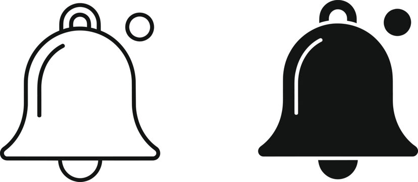Two notification bells one with red dot icon Vector