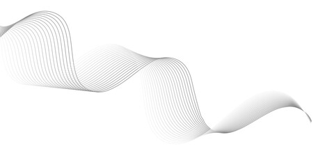 Fototapeta premium Flowing gray lines abstract wave on white background