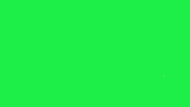 Comic woo text bubble on green screen background with white clouds and purple letters for fun overlay animation