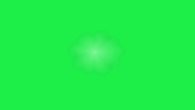 Comic boom text explosion on green screen background with lightning stars and bold red letters for action overlay animation