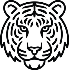 Fototapeta premium Tiger Head Line Art Illustration for Strength and Wildlife Branding