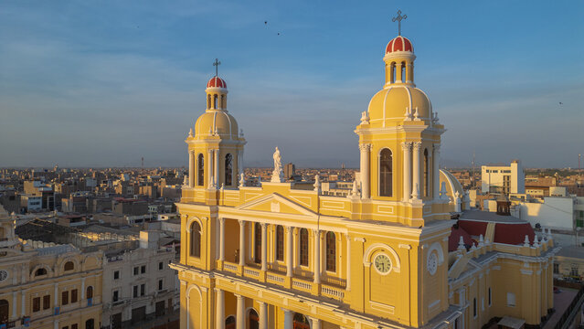  Aerial  View of Historic Cathedral St. Mary&rsquo;s in Chiclayo, Lambayeque Region, Peru