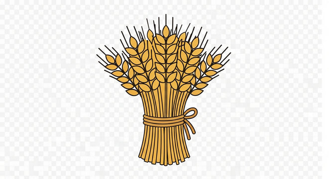 Golden wheat stalks tied together in a decorative harvest sheaf bundle