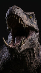 Obraz premium Cinematic roaring dinosaur predator portrait on black background